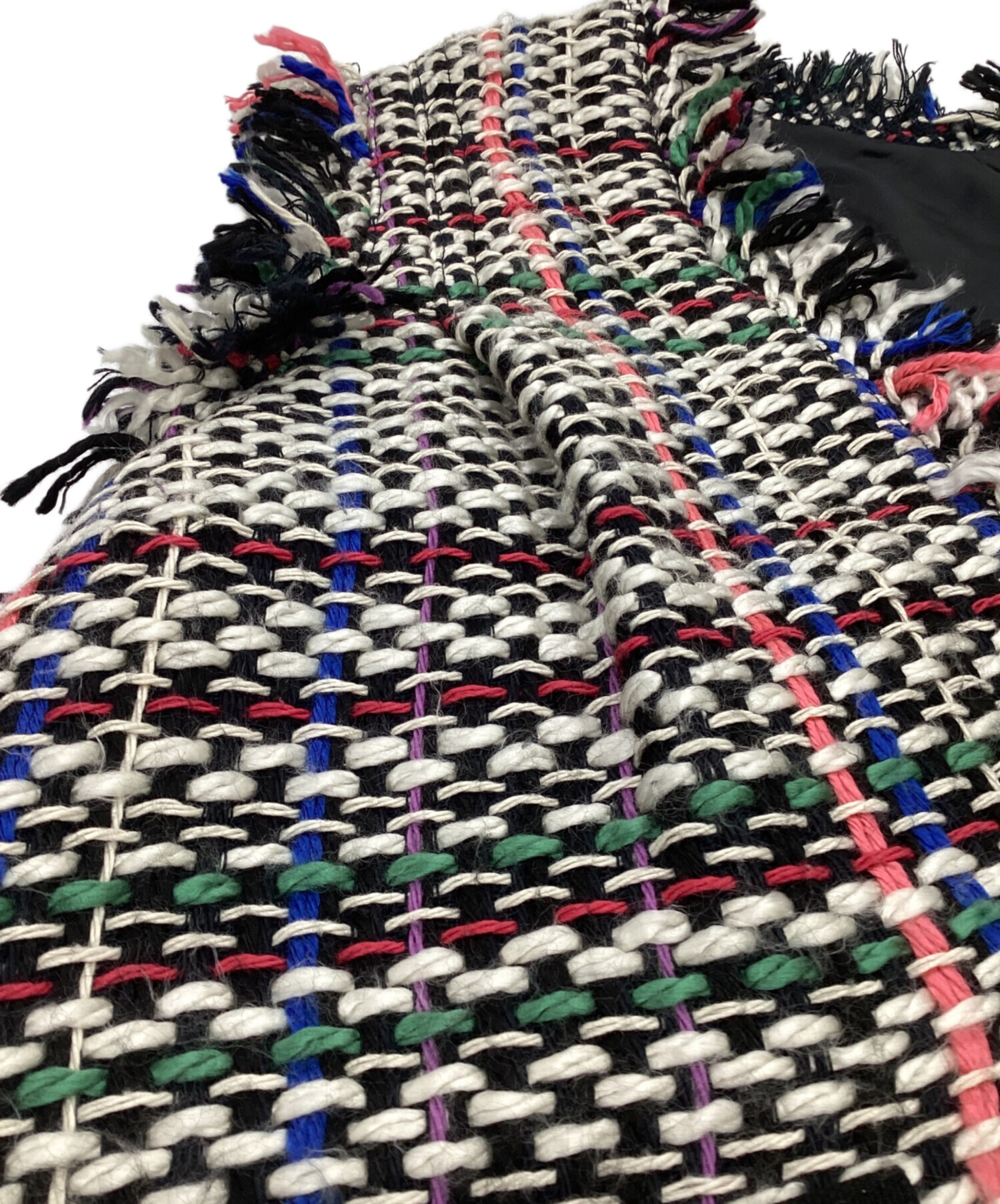 中古・古着通販】sacai (サカイ) ツイードフリンジニットベスト マルチ