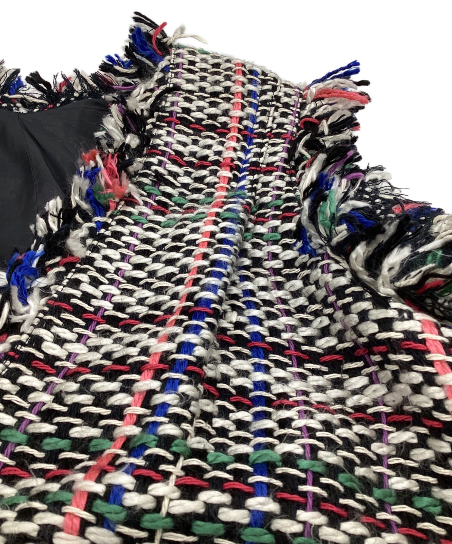 中古・古着通販】sacai (サカイ) ツイードフリンジニットベスト マルチ