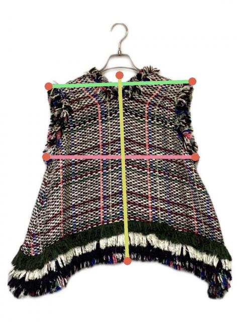 中古・古着通販】sacai (サカイ) ツイードフリンジニットベスト マルチ