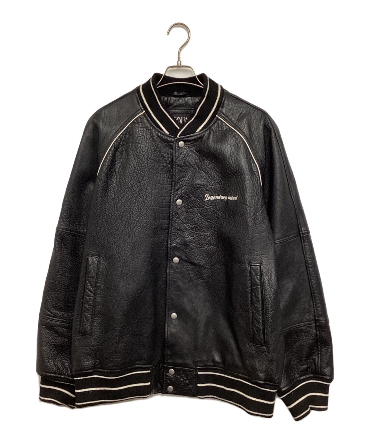 中古・古着通販】ZARA (ザラ) レザースタジャン ブラック サイズ:XL