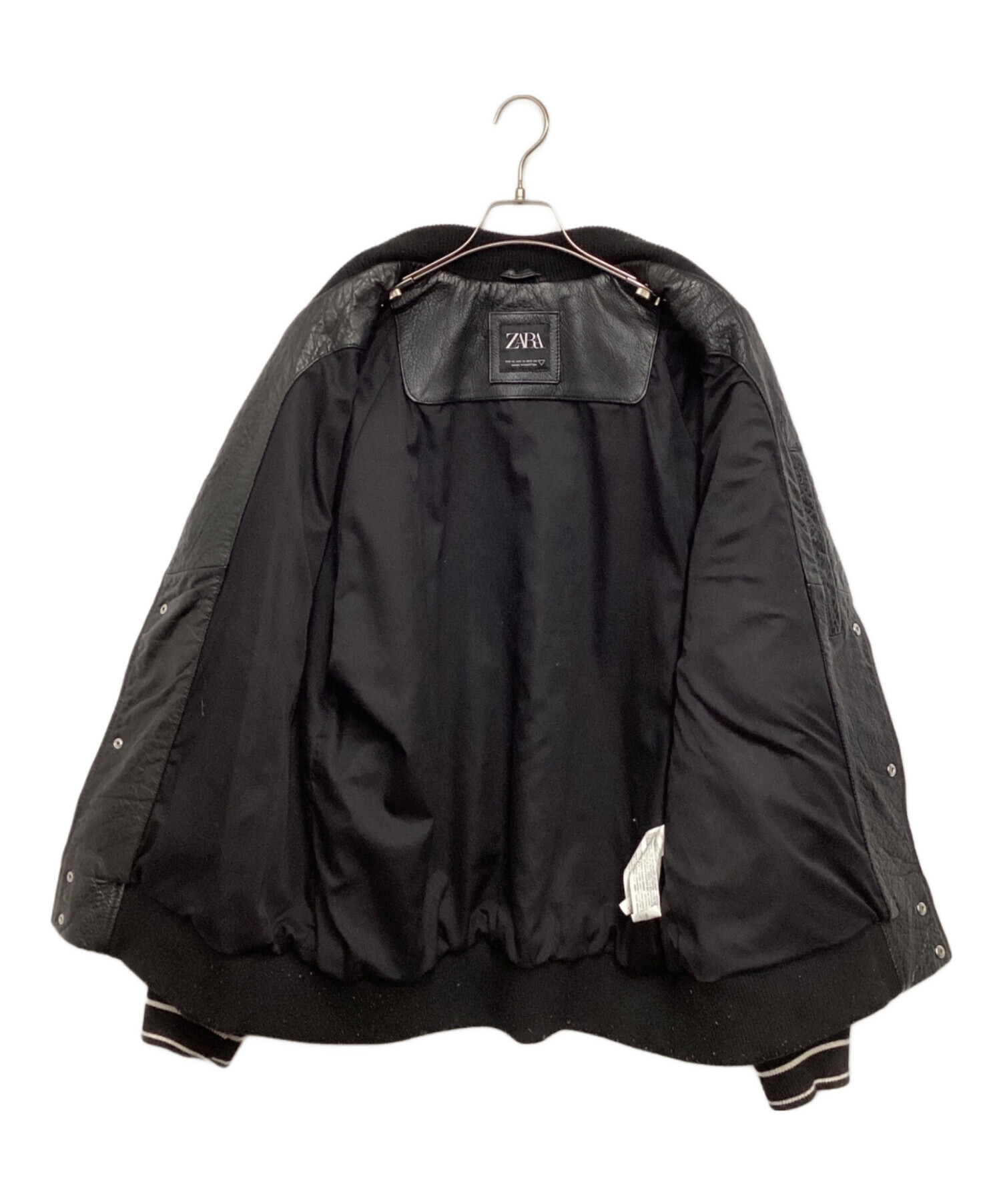 中古・古着通販】ZARA (ザラ) レザースタジャン ブラック サイズ:XL