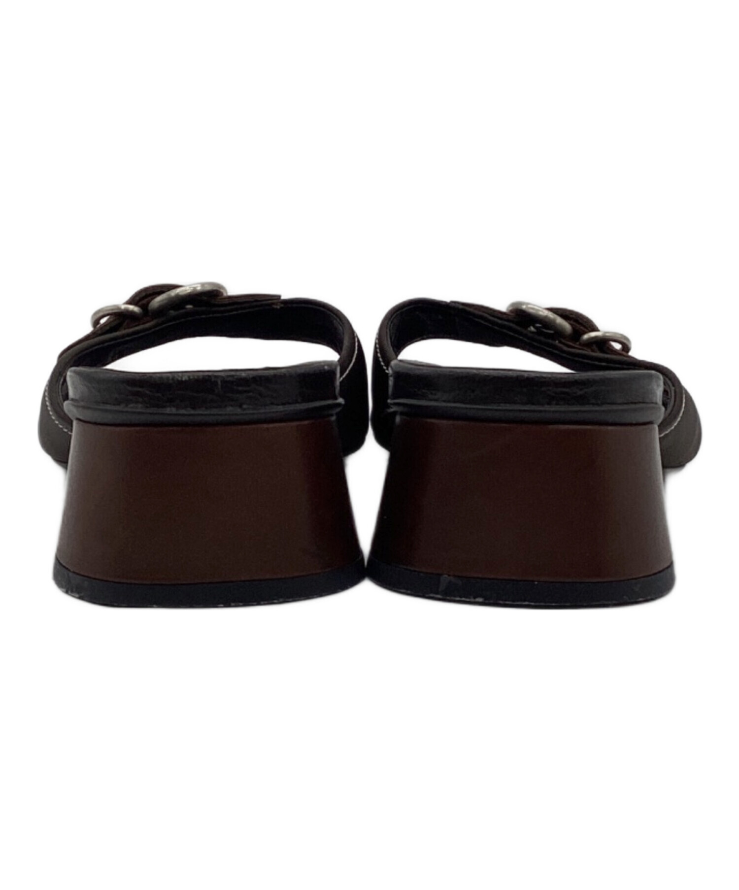 PRADA プラダ 厚底サンダル サテン ブラウン 37.5 イタリア製 中古・古着通販】PRADA (プラダ) サンダル ブラウン サイズ:37.5