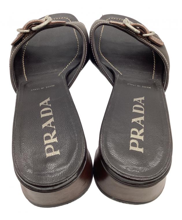 【希少】PRADA プラダ ヴィンテージ アーカイブ レザー サンダル ブラウン 中古・古着通販】PRADA (プラダ) サンダル ブラウン サイズ:37.5