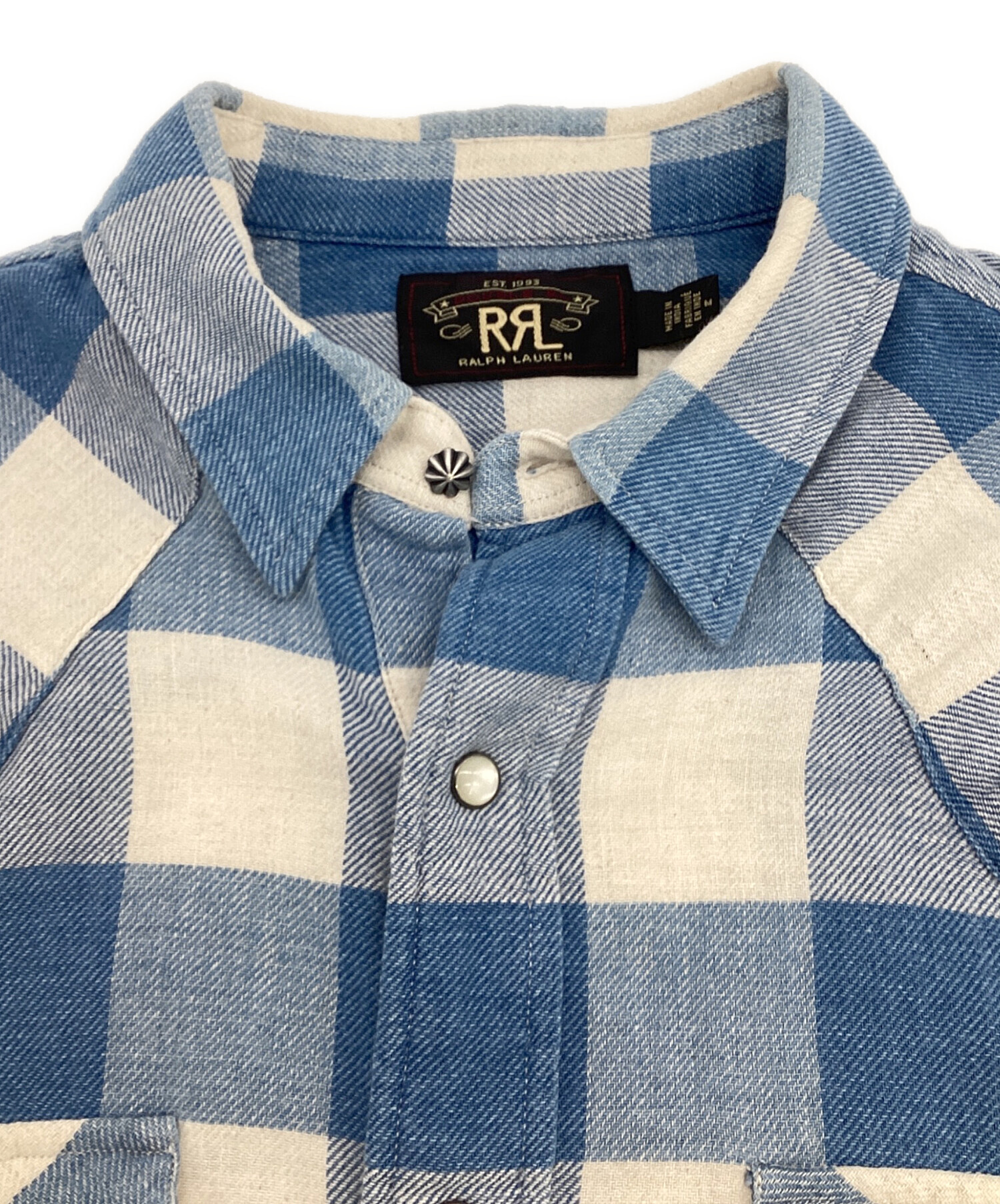 RRL】リネン混インディゴウエスタンシャツ