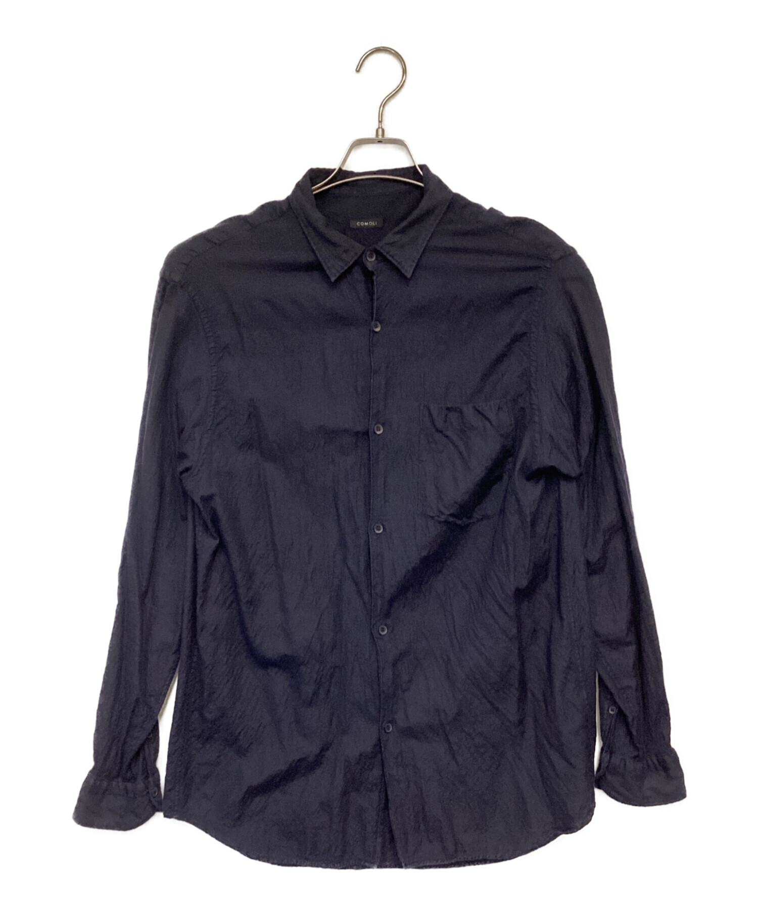 中古・古着通販】COMOLI (コモリ) ウール シルク 長袖シャツ ネイビー