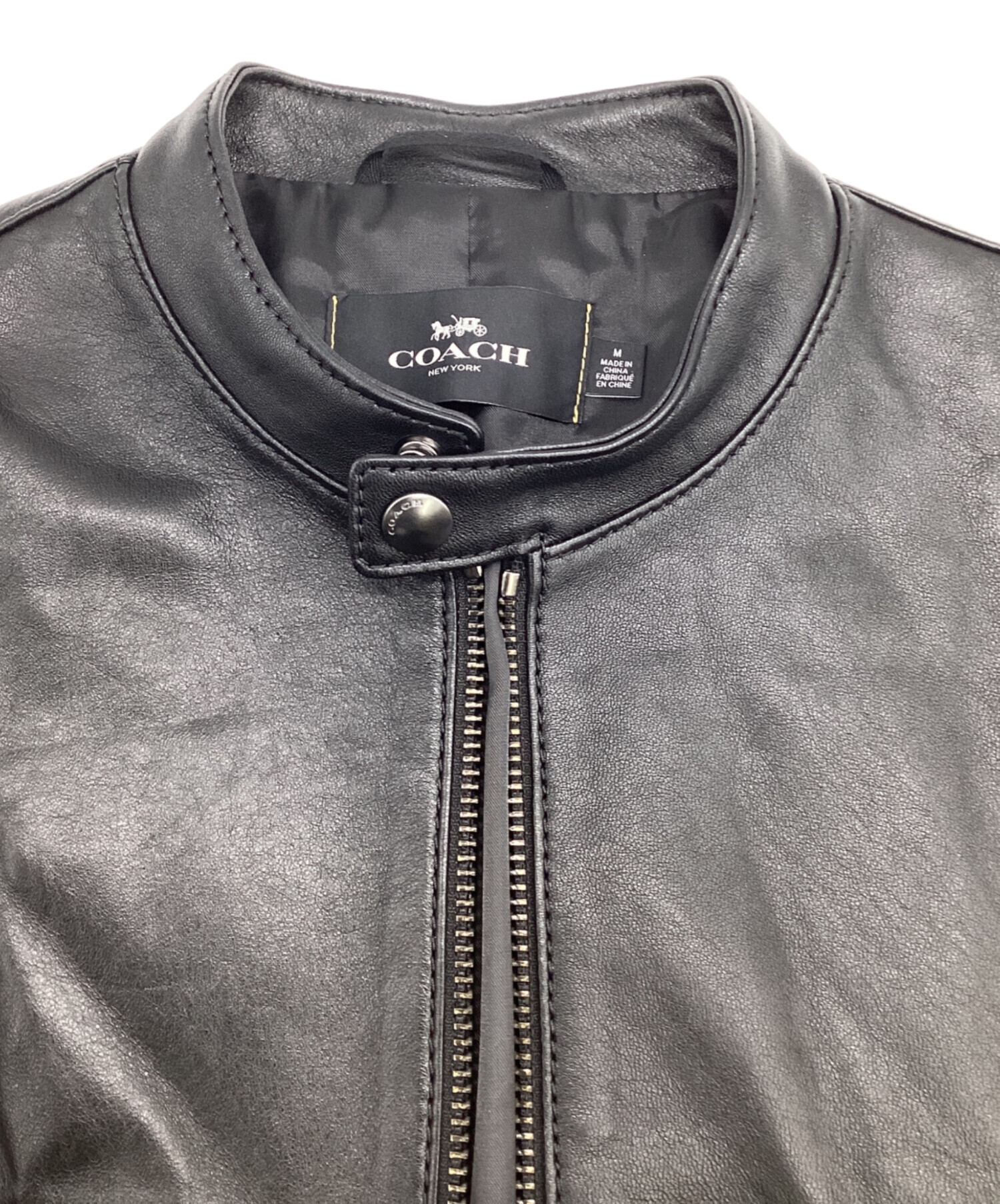 ☆未使用　COACH ラムレザージャケット 中古・古着通販】COACH (コーチ) シングル ラムレザー ライダース