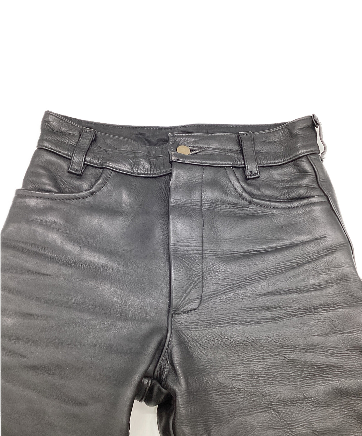 中古・古着通販】VANSON (バンソン) レザーバイカーパンツ ブラック