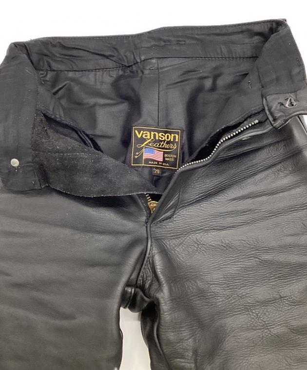 中古・古着通販】VANSON (バンソン) レザーバイカーパンツ ブラック