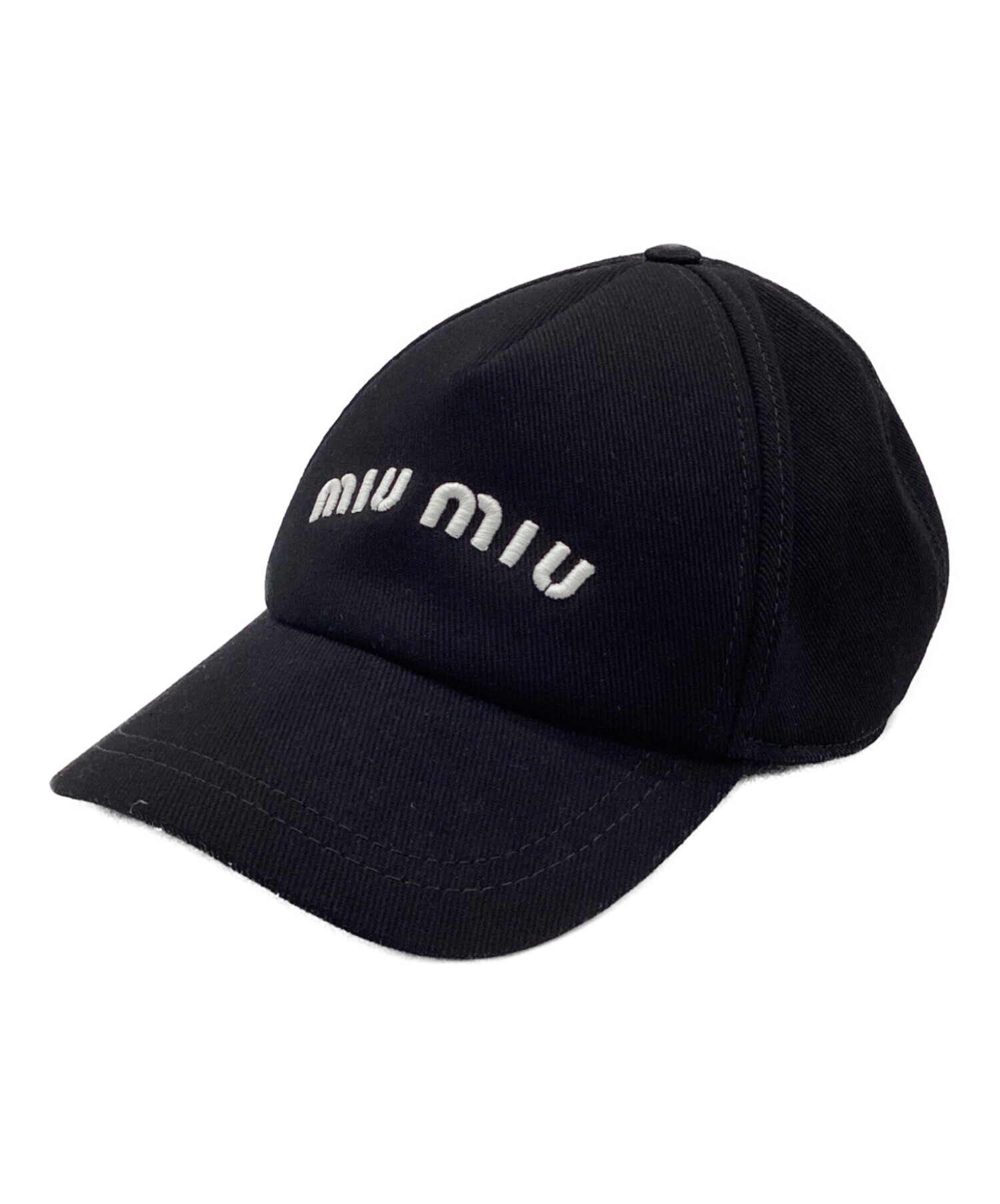 miu miu ブラック キャップ フリーサイズ 中古・古着通販】MIU MIU (ミュウミュウ) キャップ ブラック サイズ:L