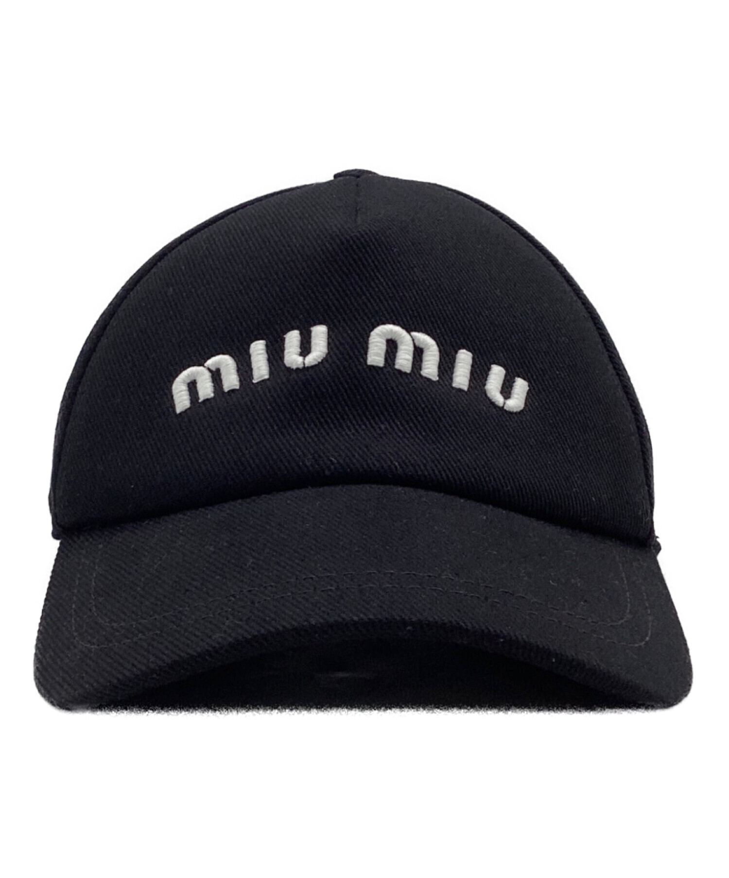 【美品】MIU MIUミュウミュウ デニムキャップ ブラック 中古・古着通販】MIU MIU (ミュウミュウ) キャップ ブラック サイズ:L
