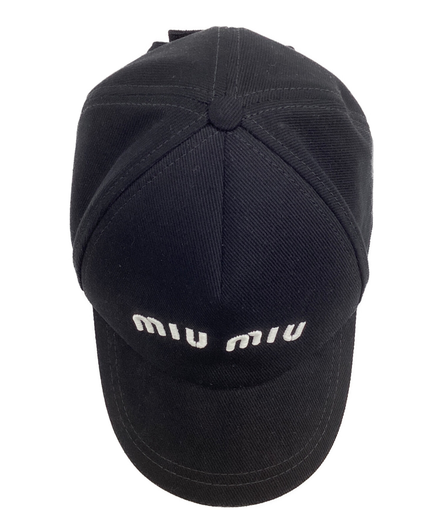 miu miu ブラック キャップ フリーサイズ 中古・古着通販】MIU MIU (ミュウミュウ) キャップ ブラック サイズ:L