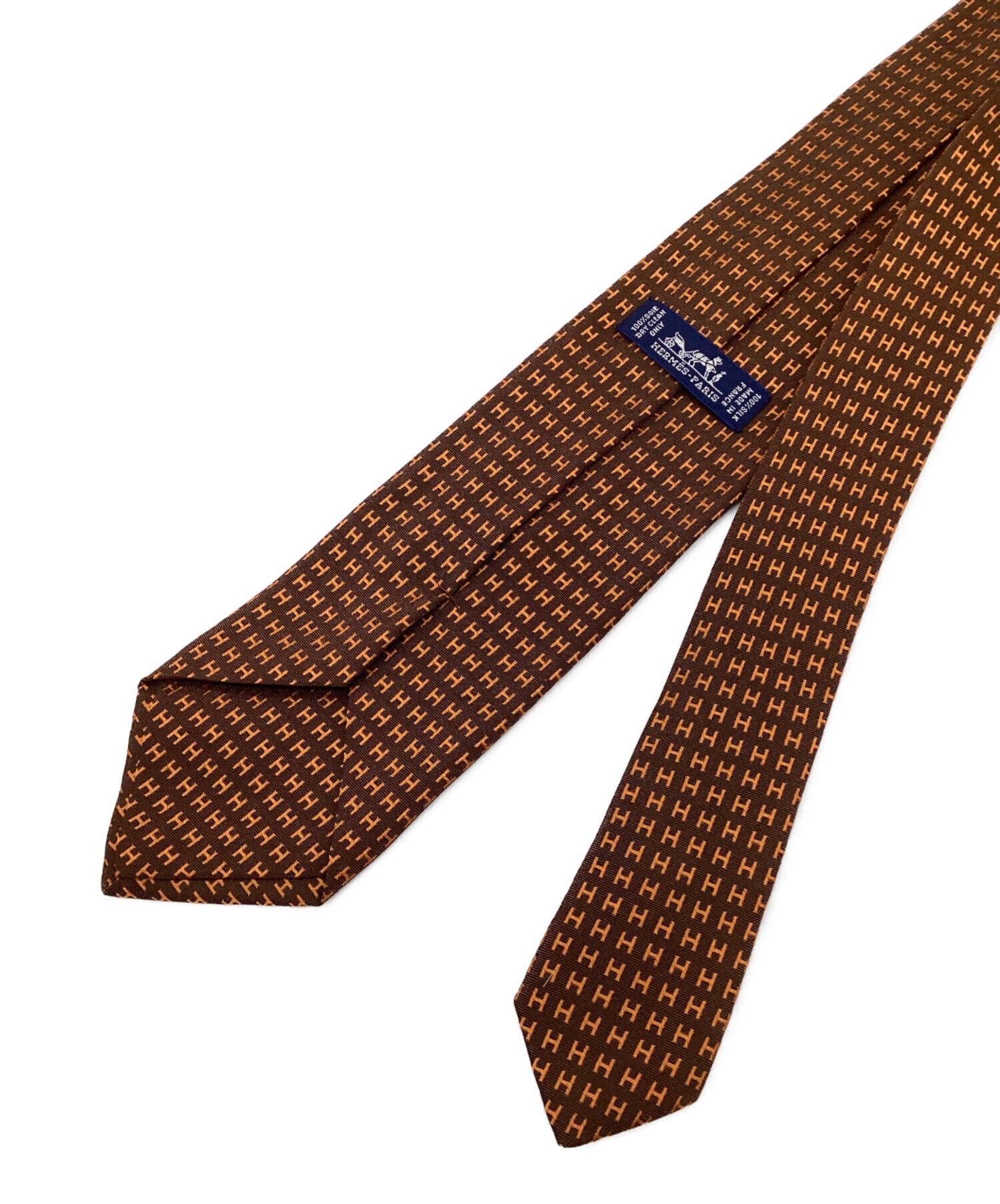 中古・古着通販】HERMES (エルメス) ネクタイ ブラウン×オレンジ