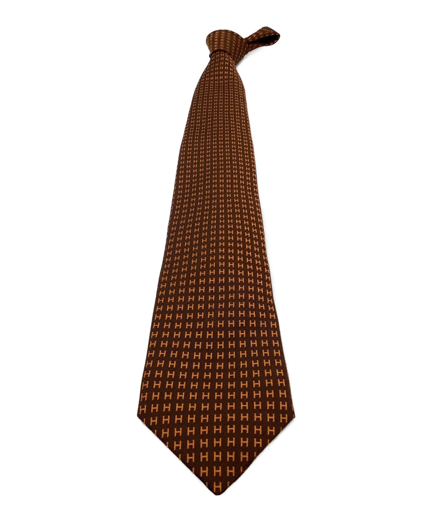 中古・古着通販】HERMES (エルメス) ネクタイ ブラウン×オレンジ