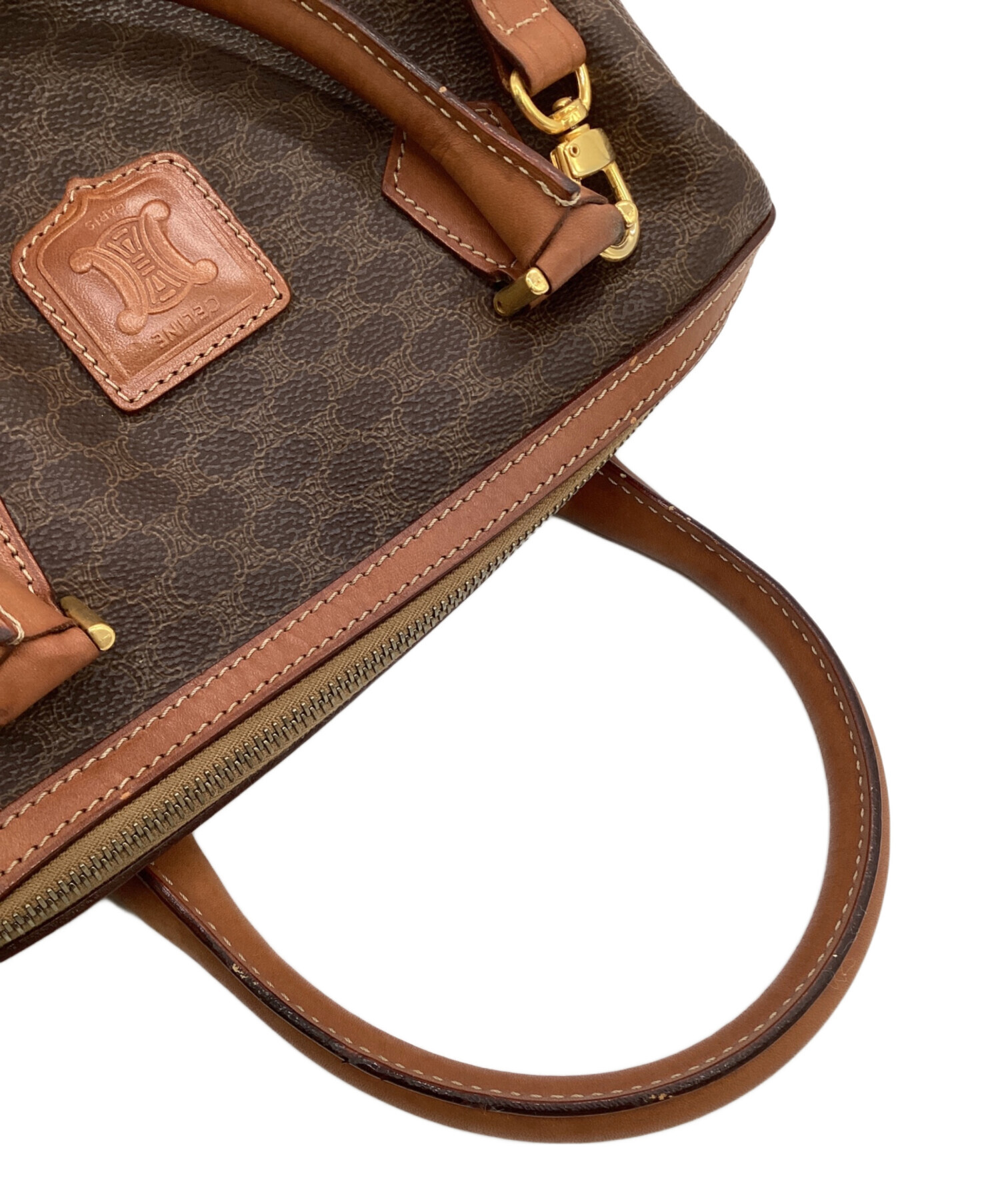 セリーヌ　ダークブラウン バッグ 中古・古着通販】CELINE (セリーヌ) マカダム ミニボストンバッグ