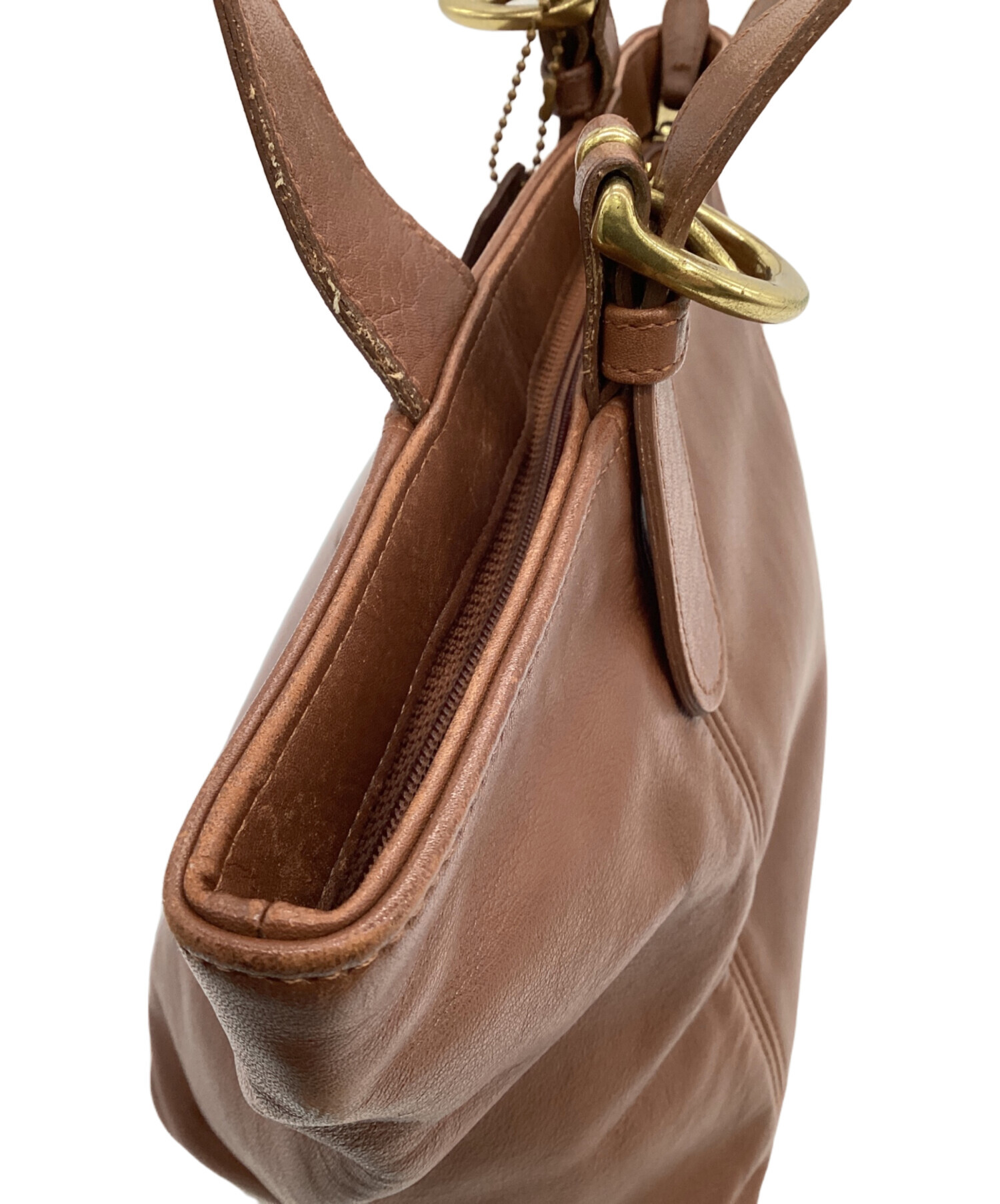 中古・古着通販】COACH (コーチ) レザー ハンドバッグ ブラウン
