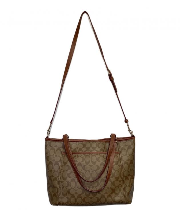 未使用級☆COACHコーチ 2wayトートバッグ ブラウン シグネチャー 中古・古着通販】COACH (コーチ) シグネチャー 2WAYトートバッグ