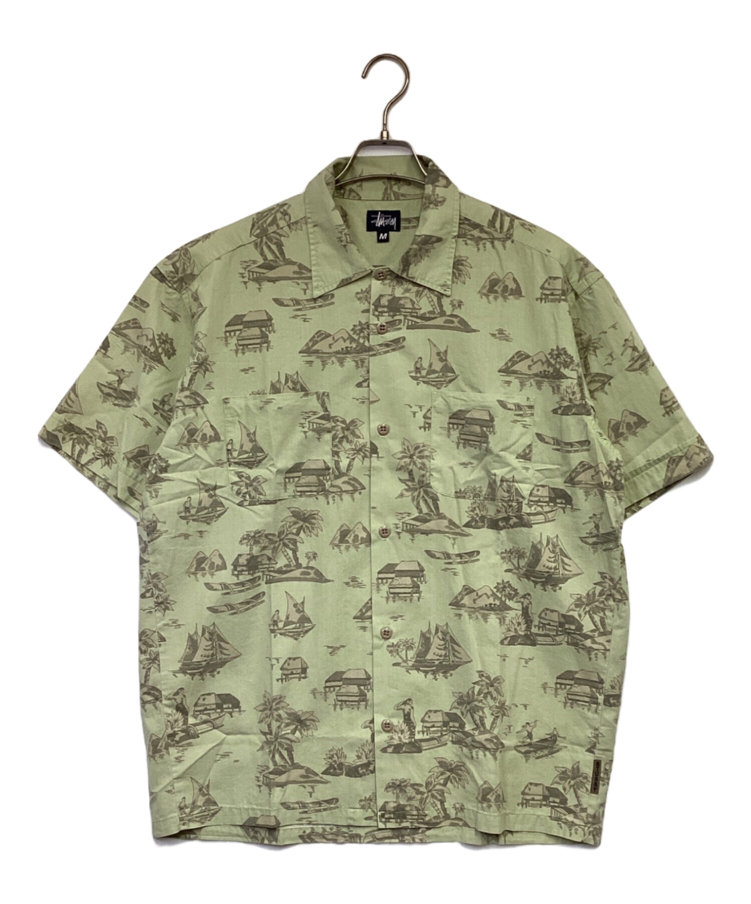 Stussy アロハシャツ Mサイズ 中古・古着通販】stussy (ステューシー) アロハシャツ 黄緑 サイズ:M
