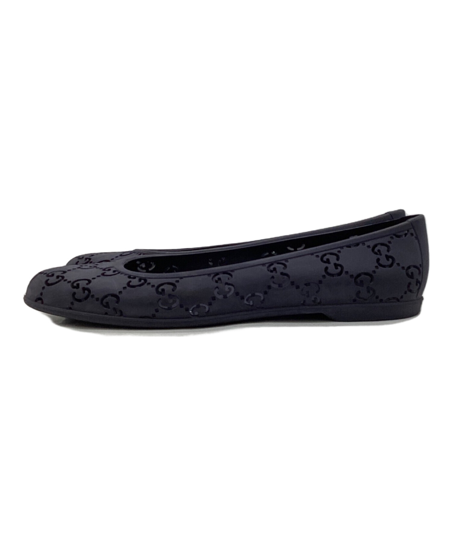 中古・古着通販】GUCCI (グッチ) ラバーフラットパンプス ネイビー