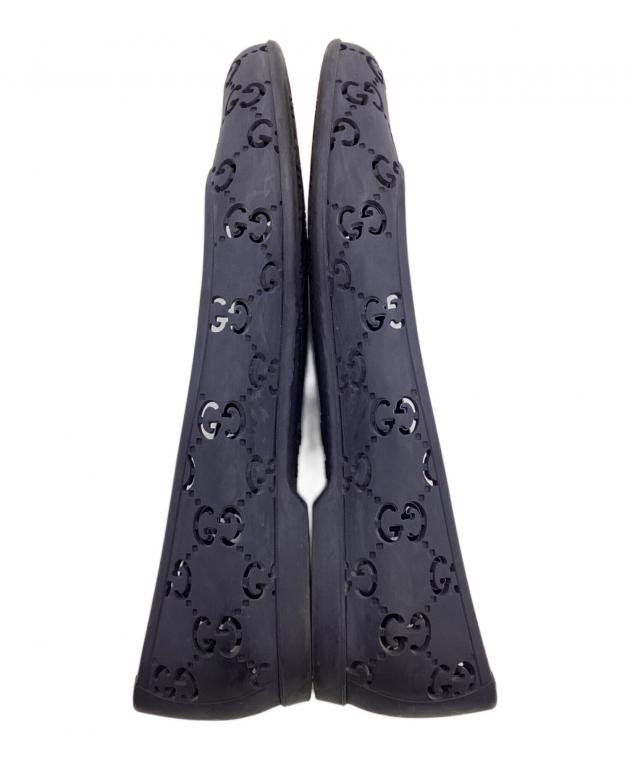 中古・古着通販】GUCCI (グッチ) ラバーフラットパンプス ネイビー