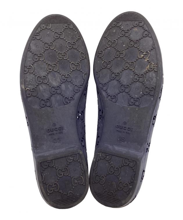 中古・古着通販】GUCCI (グッチ) ラバーフラットパンプス ネイビー