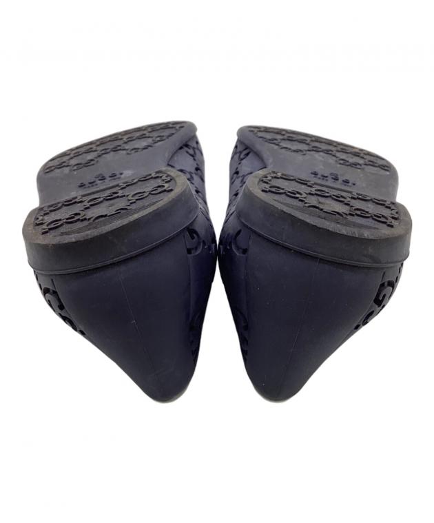 中古・古着通販】GUCCI (グッチ) ラバーフラットパンプス ネイビー