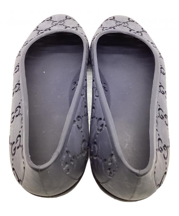 中古・古着通販】GUCCI (グッチ) ラバーフラットパンプス ネイビー