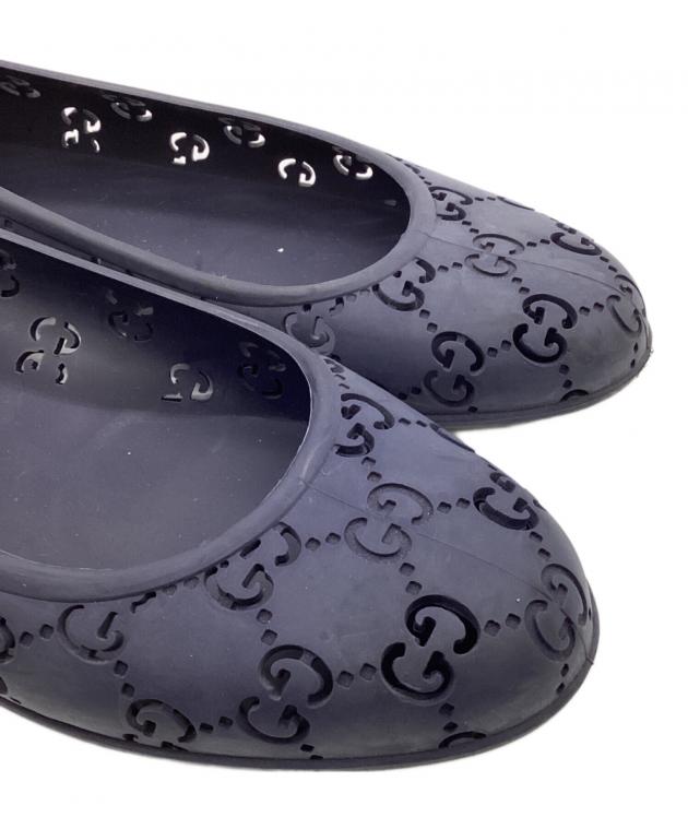 中古・古着通販】GUCCI (グッチ) ラバーフラットパンプス ネイビー