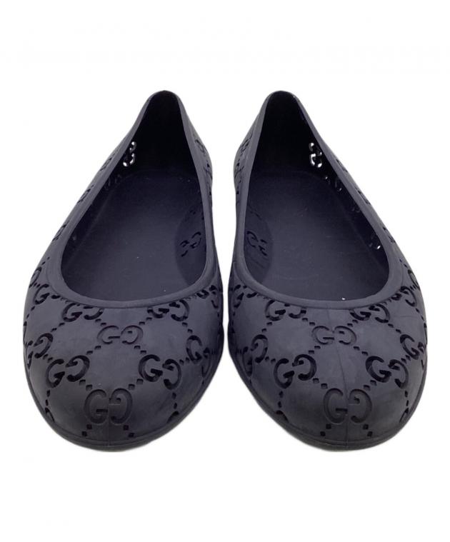 中古・古着通販】GUCCI (グッチ) ラバーフラットパンプス ネイビー