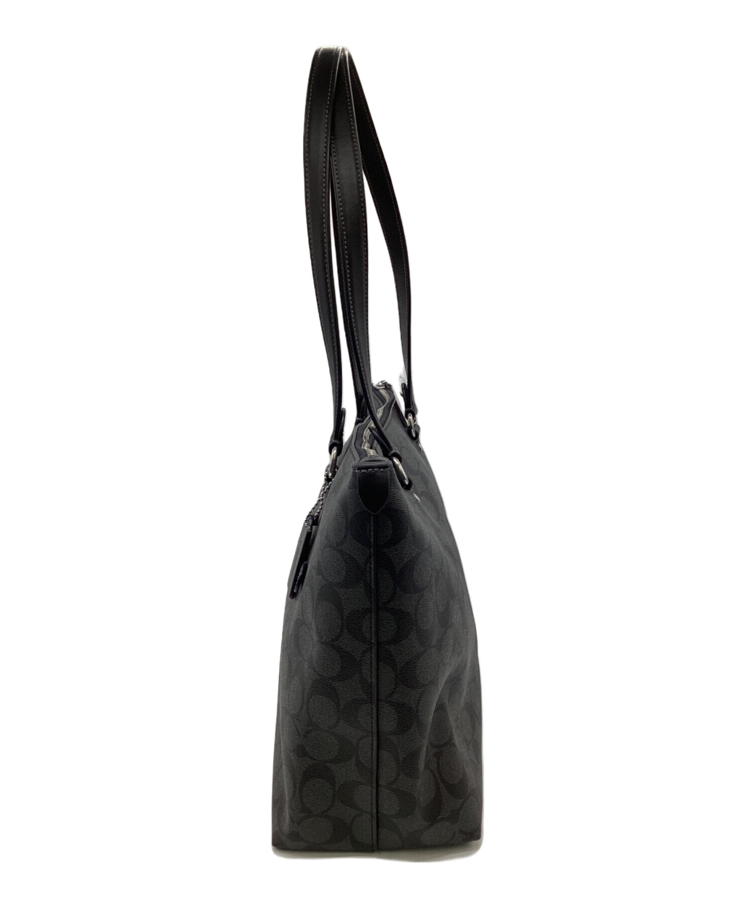 COACH コーチ シグネチャー トートバッグ 肩掛け ブラック F16540 中古・古着通販】COACH (コーチ) シグネチャー トートバッグ ブラック