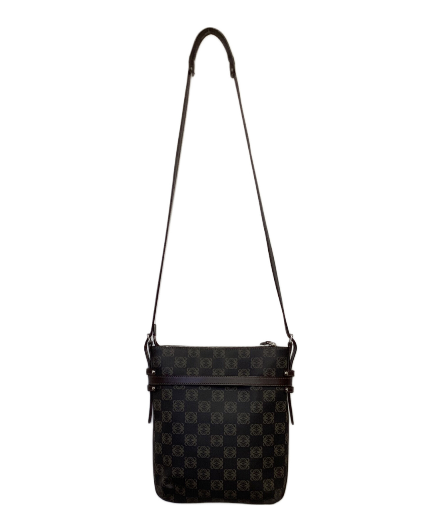 ロエベ ショルダーバッグ/クロスボディ アナグラム LOEWE バッグ ダークブラウン ヴィンテージ【中古】 中古・古着通販】LOEWE (ロエベ) アナグラム ショルダーバッグ ダーク