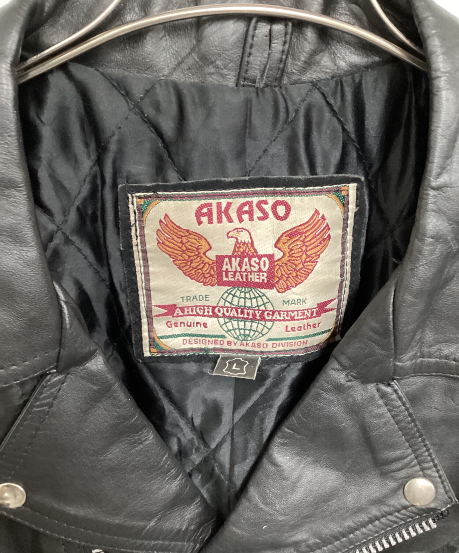 中古・古着通販】AKASO (アカソ) レザージャケット ブラック サイズ:L