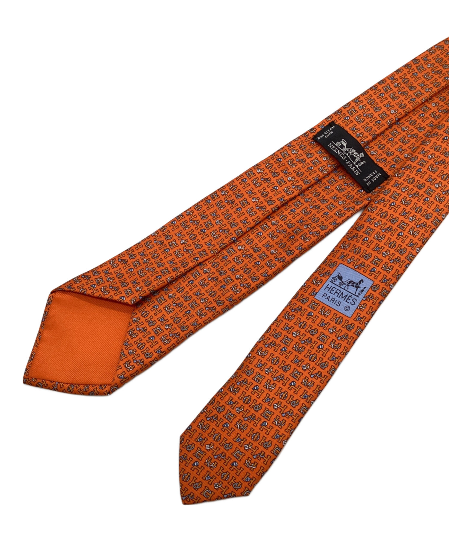 中古・古着通販】HERMES (エルメス) シルクネクタイ オレンジ サイズ