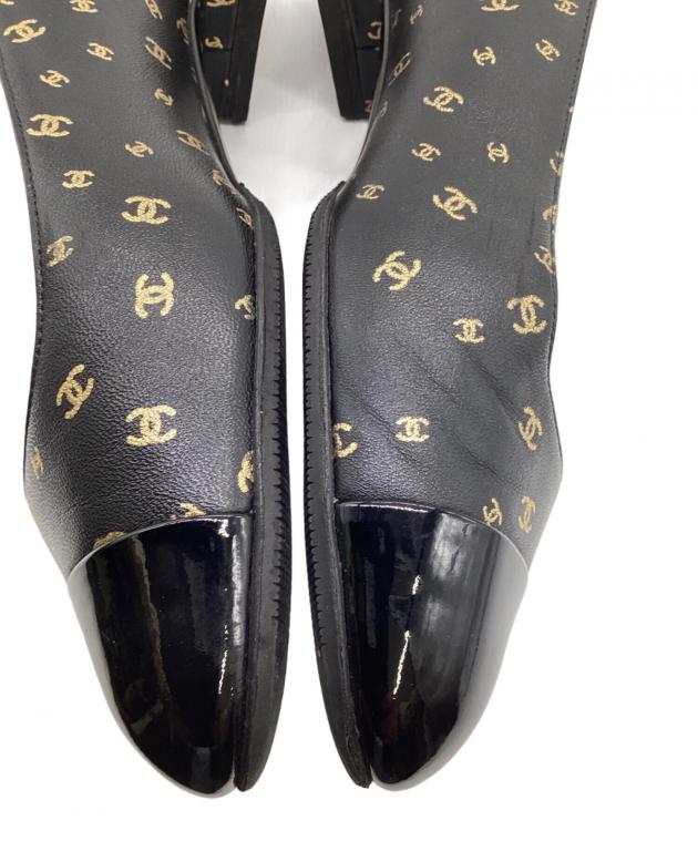 中古・古着通販】CHANEL (シャネル) バレエパンプス ブラック×ゴールド
