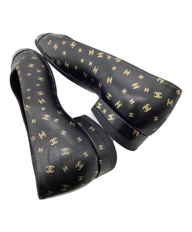 中古・古着通販】CHANEL (シャネル) バレエパンプス ブラック×ゴールド
