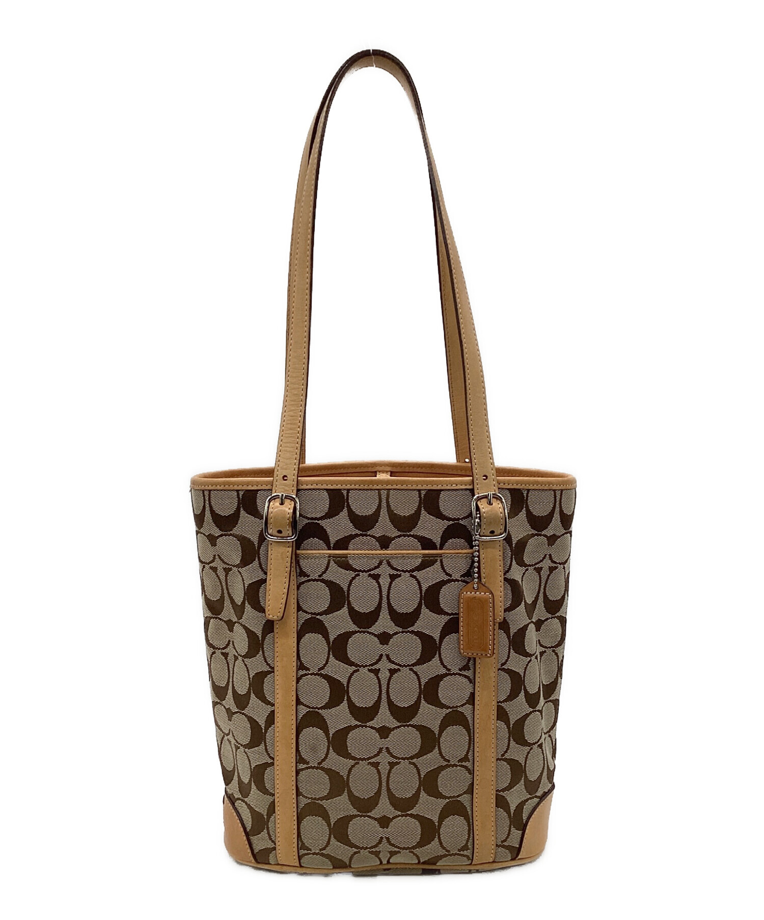 ク*マ様 COACH シグネチャー トートバッグ ベージュ 【匿名配送】 中古・古着通販】COACH (コーチ) シグネチャー トートバッグ ベージュ