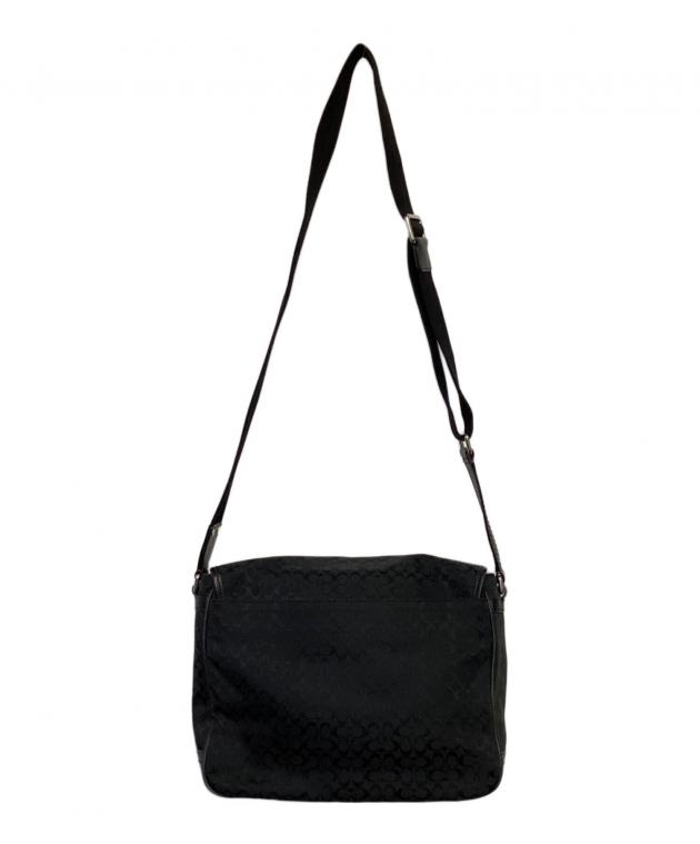 COACHコーチシグネチャー アクセサリーポーチ ハンドバッグ ミニショルダー黒 中古・古着通販】COACH (コーチ) ミニシグネチャー ショルダーバッグ