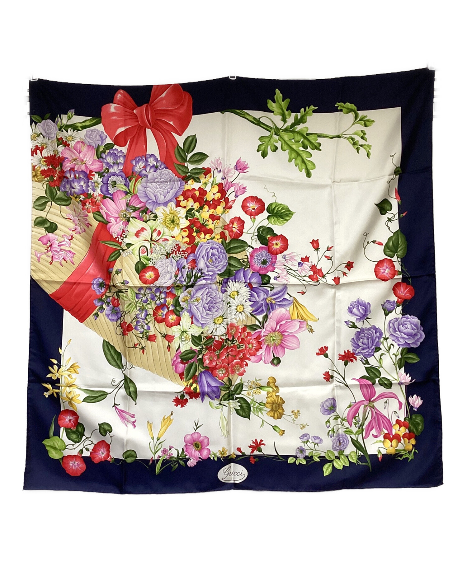 GUCCI シルク スカーフ マルチカラー 16マス ヴィンテージ ビンテージ 中古・古着通販】GUCCI (グッチ) シルクスカーフ マルチカラー