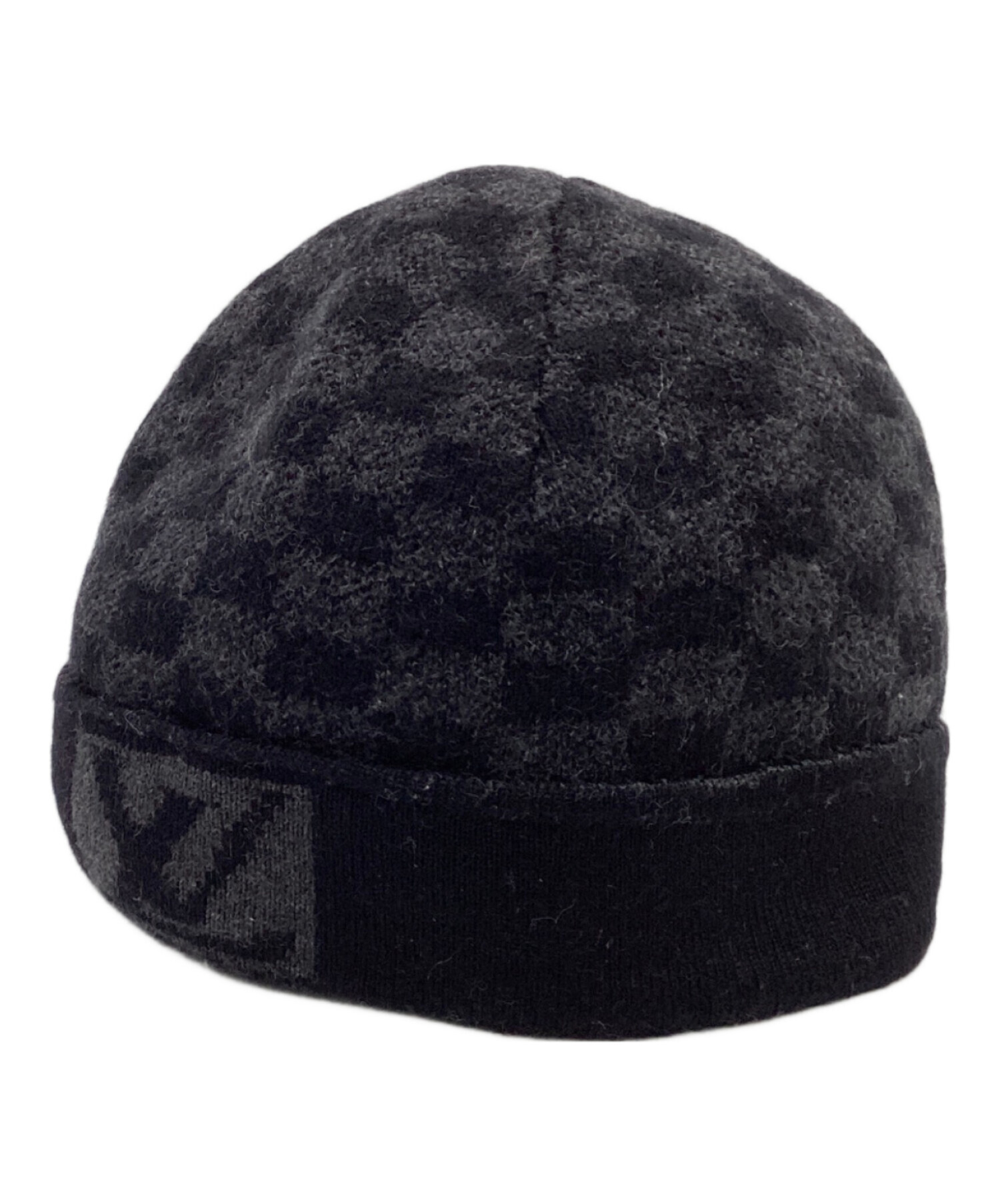 【LOUIS VUITTON】 ボネ・プティ ダミエ ニット帽 ブラック 中古・古着通販】LOUIS VUITTON (ルイ ヴィトン) Bonnet Petit Damier