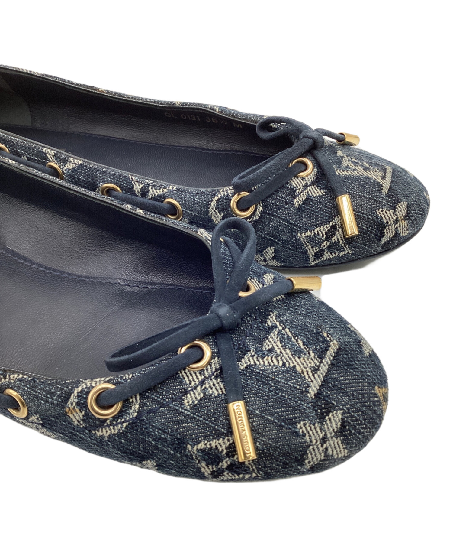 A19114 極美品 ルイヴィトン カモ柄デニム タッセルバレエシューズ 38 中古・古着通販】LOUIS VUITTON (ルイ ヴィトン) モノグラム デニム