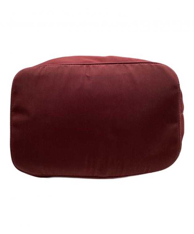 PRADA ボーダー巾着ショルダーバッグ レッド 中古・古着通販】PRADA (プラダ) ワンショルダー巾着バッグ レッド