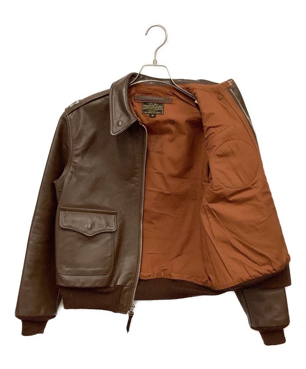 REAL McCOY'S A-2ジャケット ブラウン 38 The Real McCoy's A-2 Jacket Brown Leather Size 38 Used From Japan