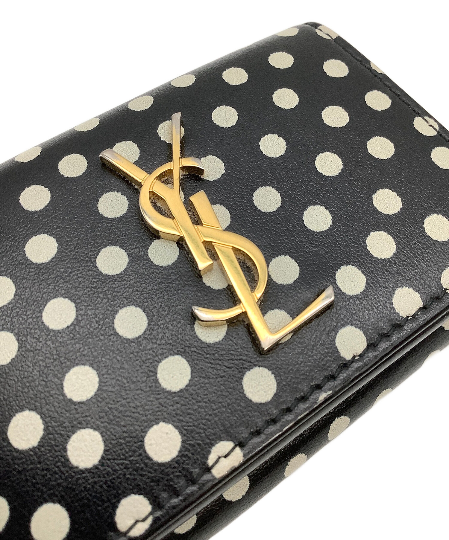 三つ折り財布 ドット柄 LAURENT 【美品】SAINT Yves サンローランSAINTLAURENT三つ折財布ミニ 正規品 - Laurent Saint 小物