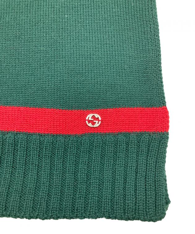 中古・古着通販】GUCCI (グッチ) GGロゴニットウールマフラー グリーン