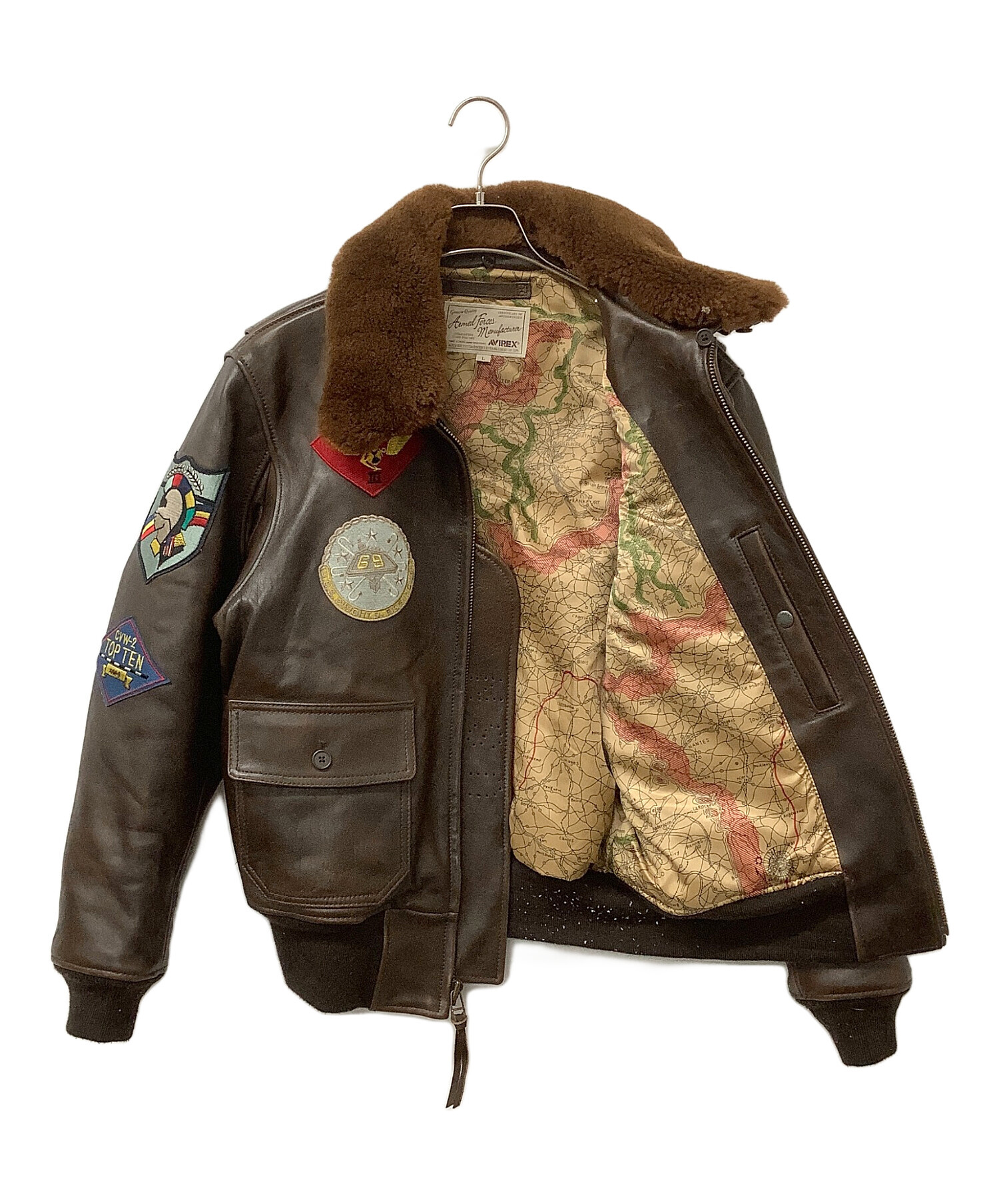 AVIREX ブラウンレザージャケット L