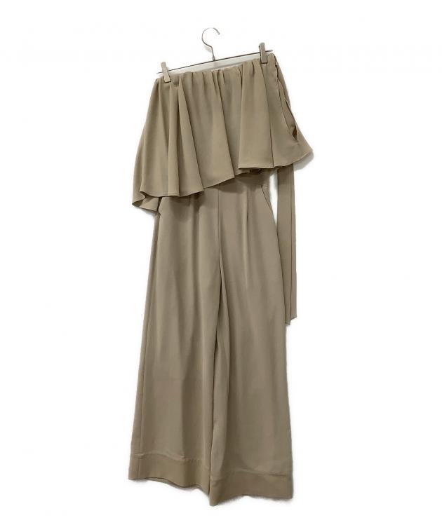 anuans】新品ワンショルフリルオールインワン Sサイズ ベージュ ア