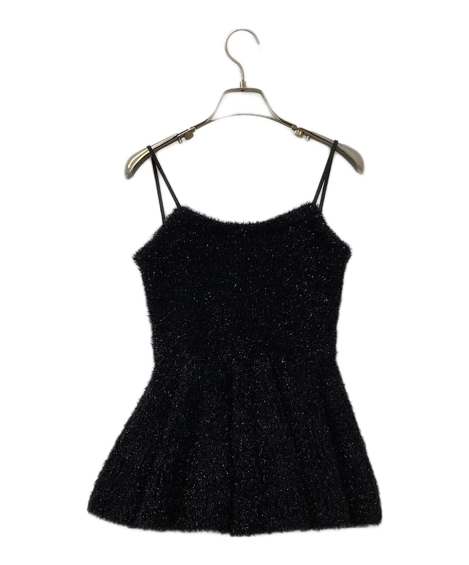 【新品未使用】FRAY I.D ラメフェザーニットペプラムキャミ 黒 中古・古着通販】FRAY ID (フレイ アイディー) ラメフェザーニット