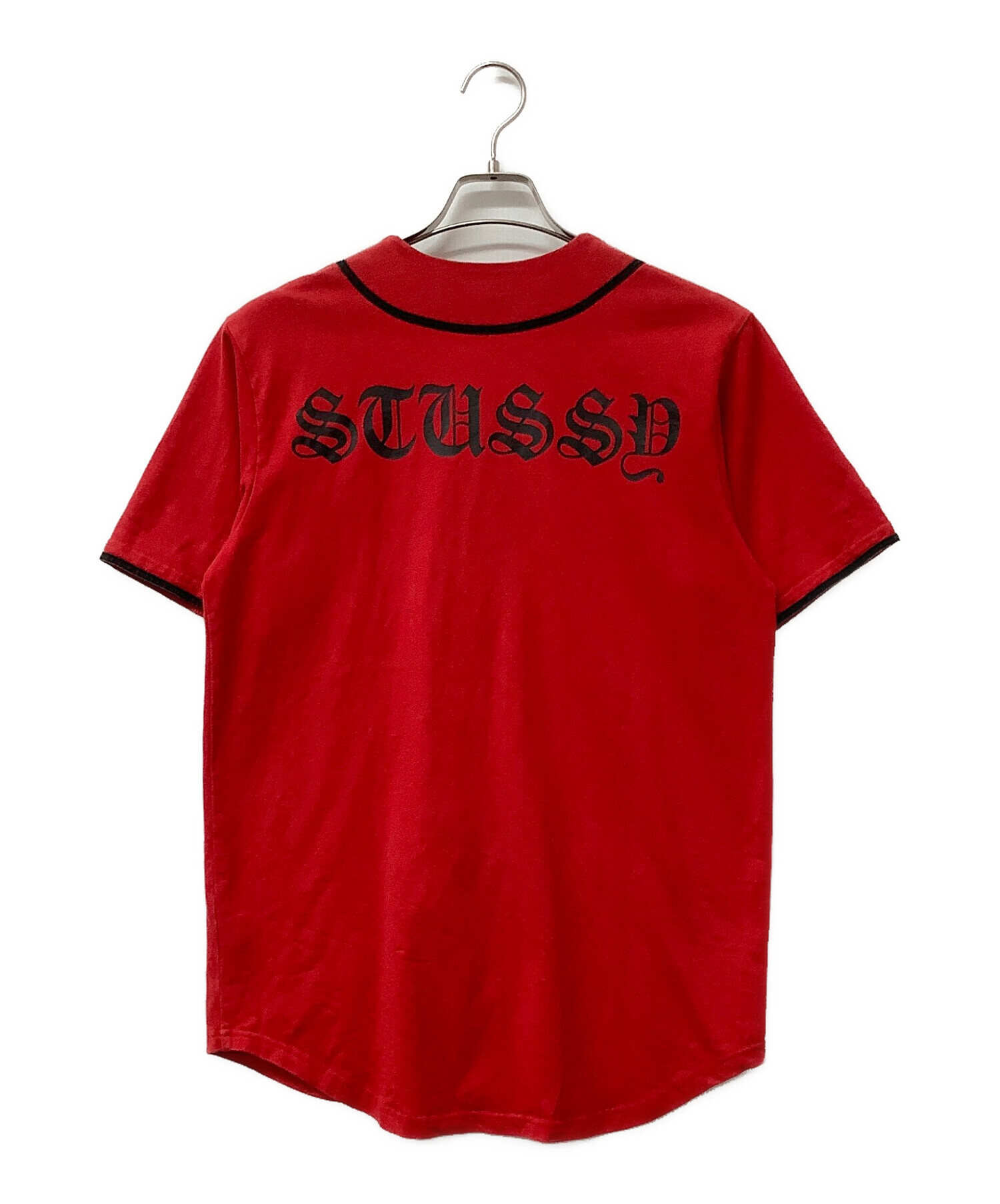 ステューシー ベースボールシャツ レッド 半袖 ショートスリーブ B044 中古・古着通販】stussy (ステューシー) 半袖シャツ ベース