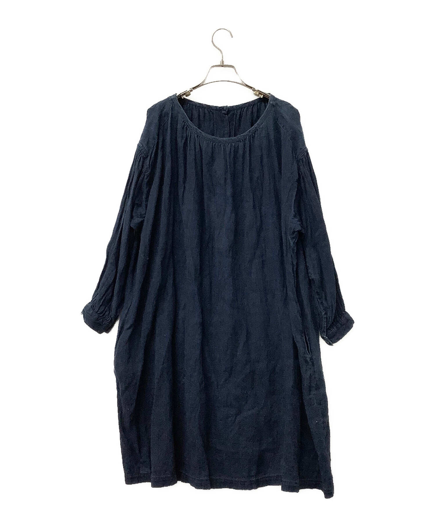 中古・古着通販】nest Robe (ネストローブ) 長袖ワンピース インディゴ 中古・古着通販】nest Robe (ネストローブ) 長袖ワンピース インディゴ
