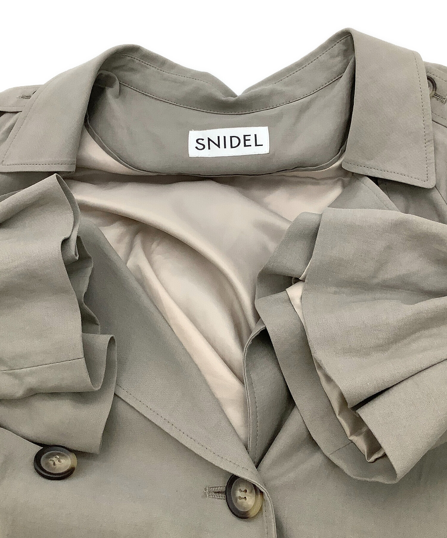 美品 snidel スナイデル 無地 秋冬 AW トレンチコート コットン ネイビー レディース 0【古着】【中古】 中古・古着通販】Snidel (スナイデル) トレンチコート ベージュ サイズ