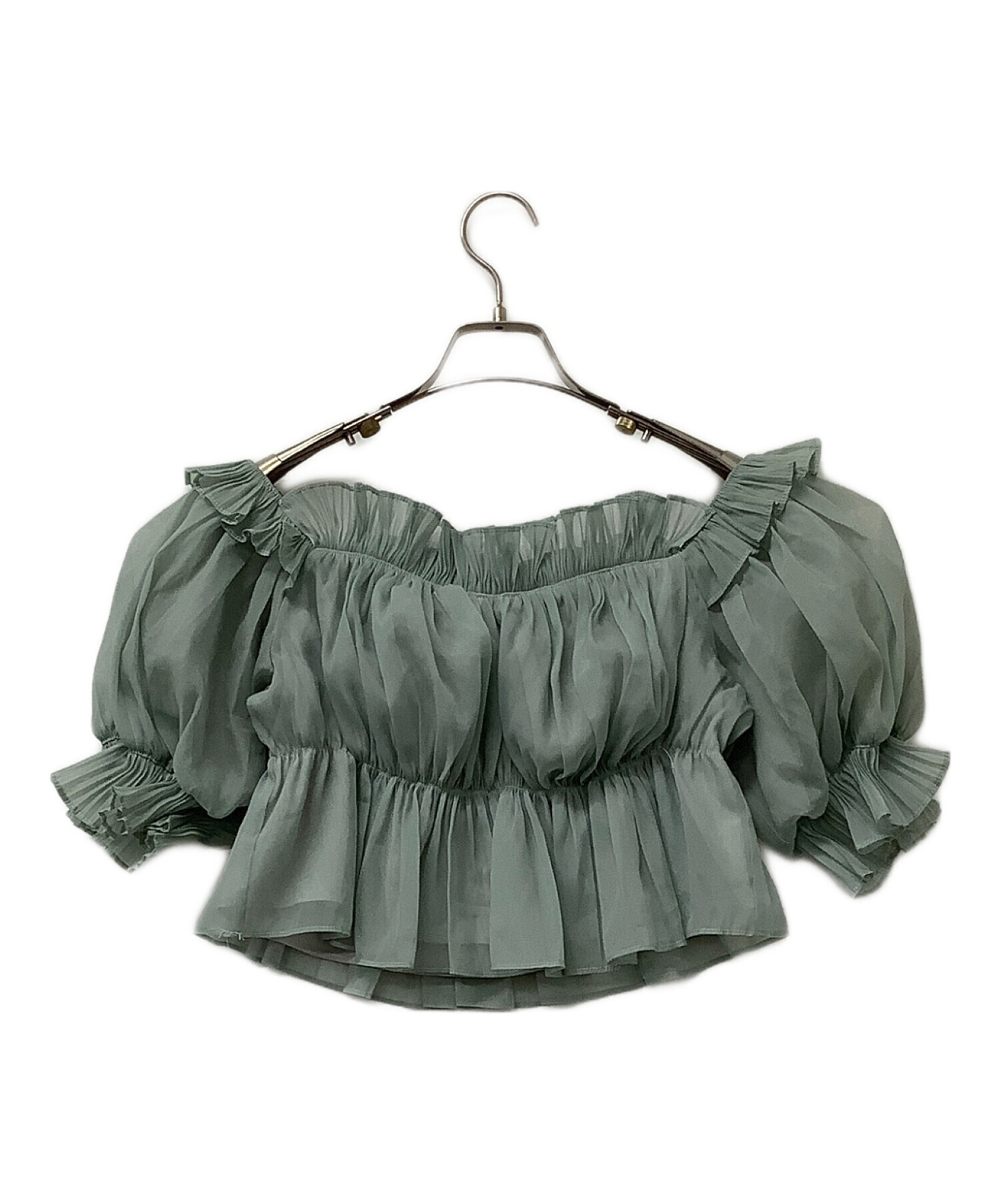 ボリュームギャザーフリルオフショルブラウスミント Fubail / ボリュームギャザーフリルオフショルブラウス